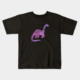 purple and pink watercolor brachiosaurus dinosaur Kids T-Shirt